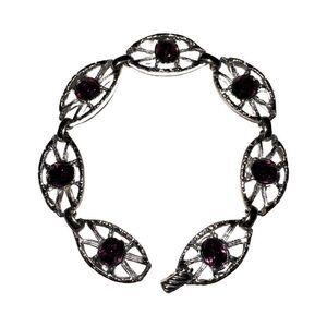 Sarah Coventry Purple Stone & Silver Tone Bracelet